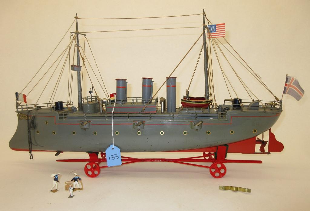 TIN SHIP TOY - APPROX 24" IN LENGTH (1 of 5)