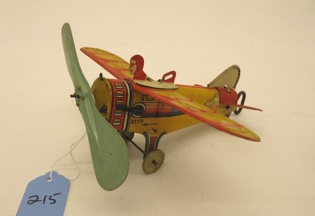 MARX 7" TIN LITHO WIND-UP AIRPLANE (1 of 3)