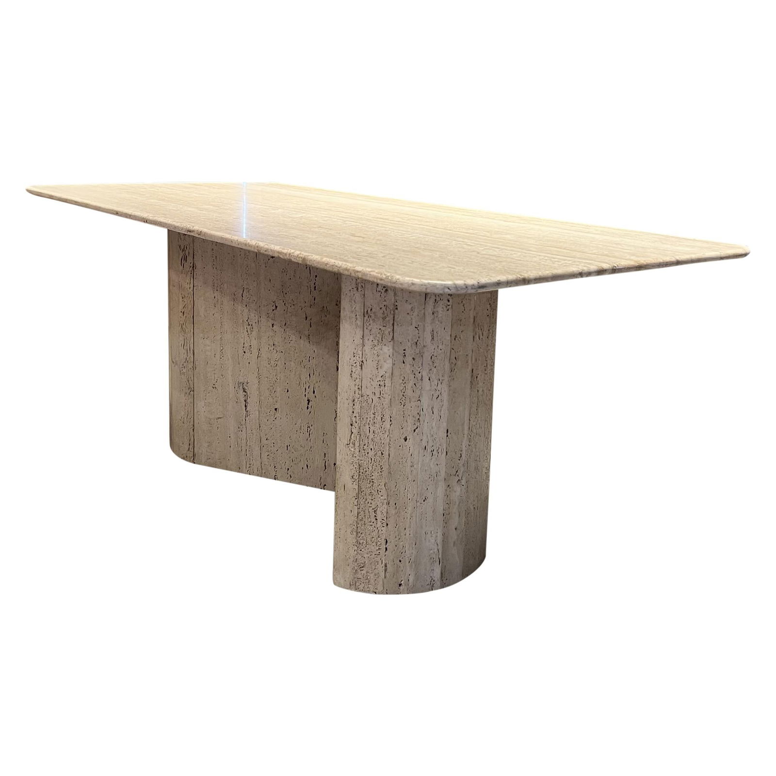 Italian Wavy Base Travertine Dining Table (1 of 4)