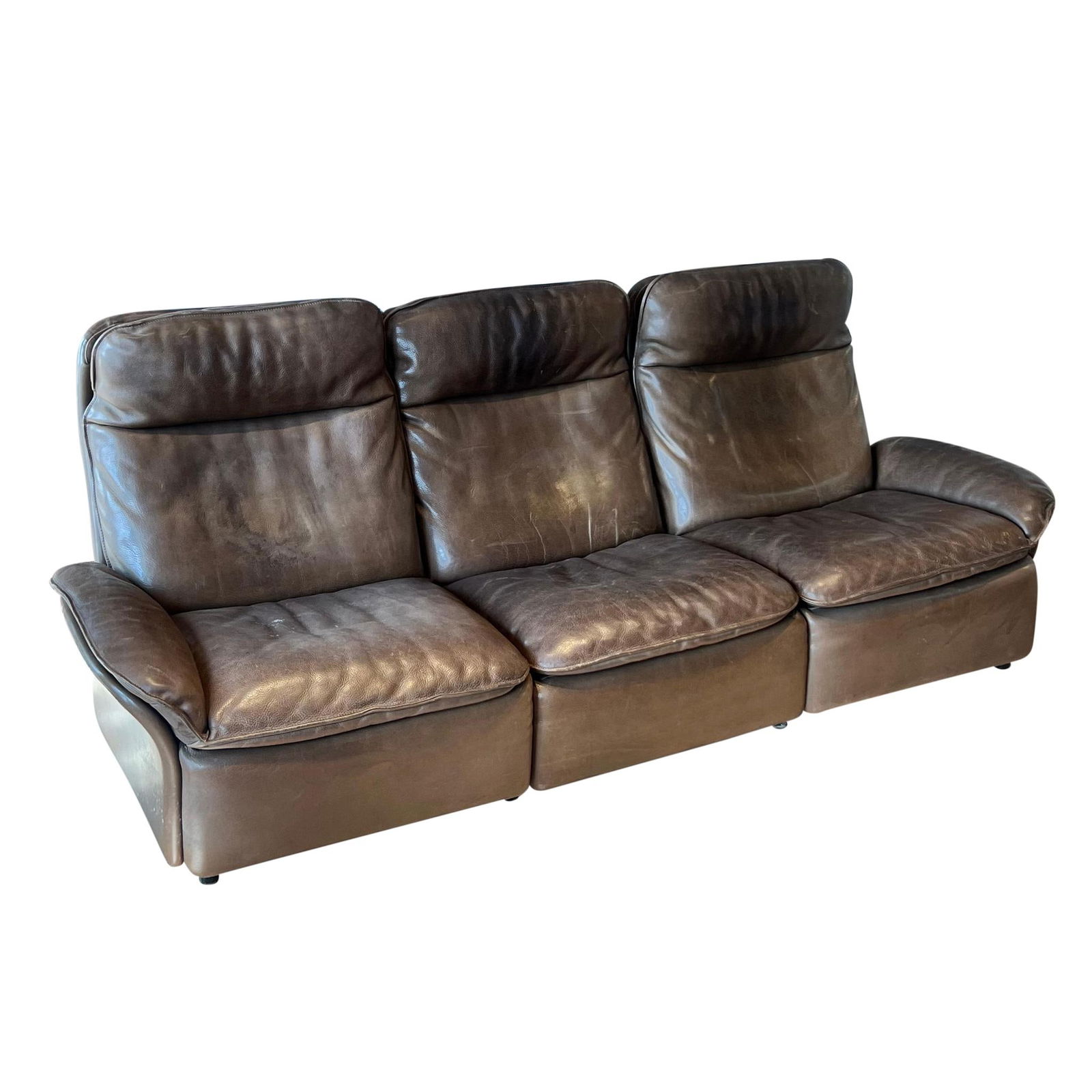 DS 49 Leather 3-Seat Sofa by De Sede 1970s: DS 49 Leather 3-Seat Sofa by De Sede 1970s