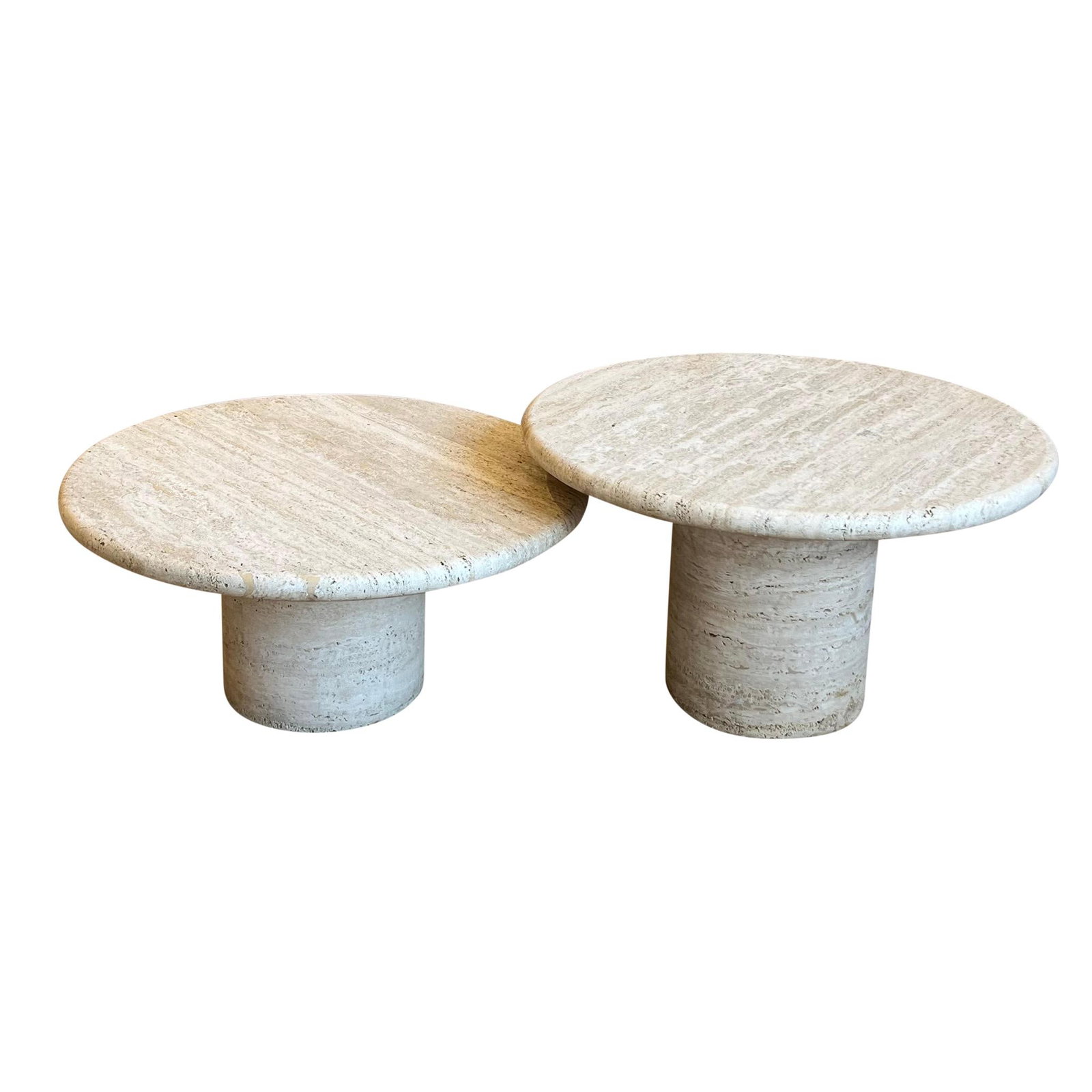 Set of Circular Travertine Nesting Tables (1 of 3)