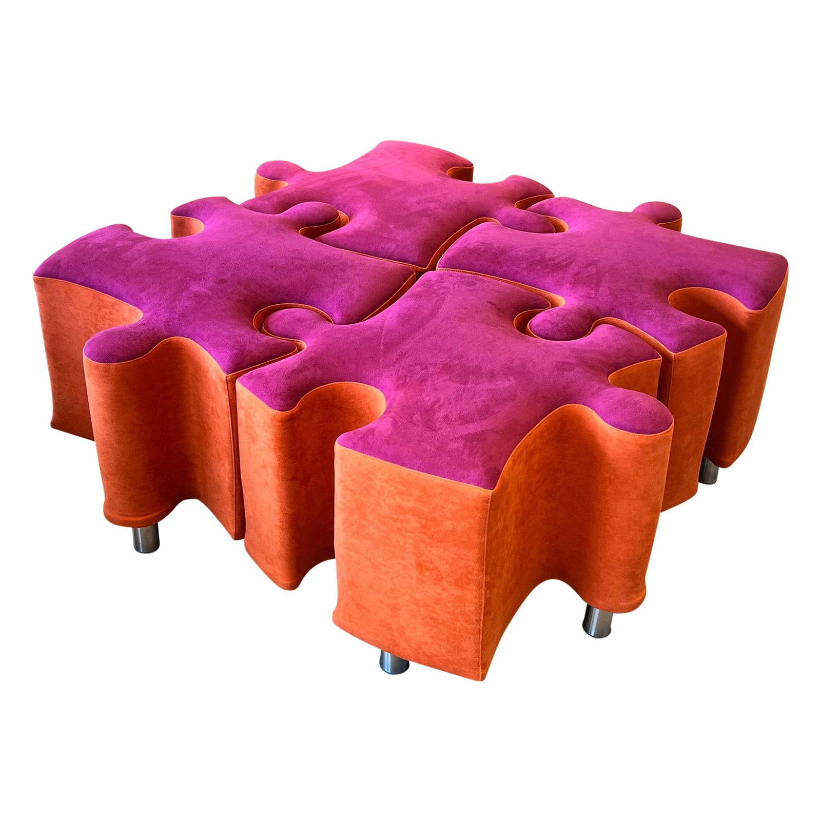 Puzzle Piece Upholstered Stool (1 of 4)