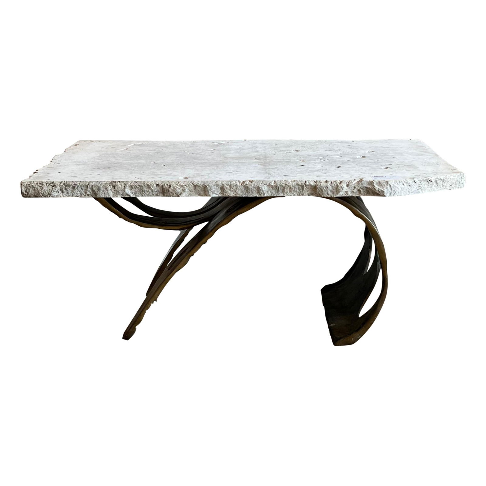 Vintage French Art Bronze Base Stone Coffee Table (1 of 4)