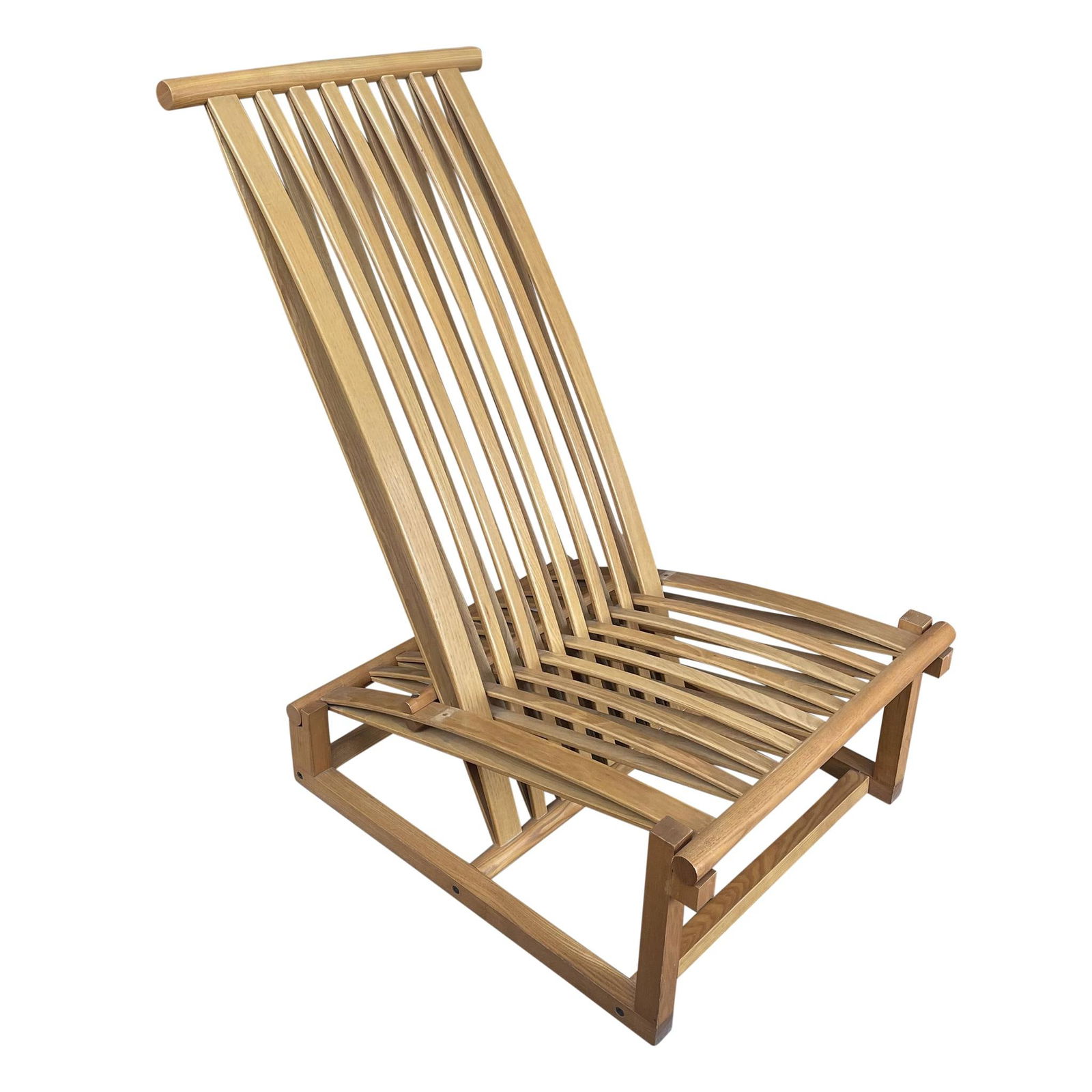 Post Modern Slatted Wood Lounger: Post Modern Slatted Wood Lounger , functional art.