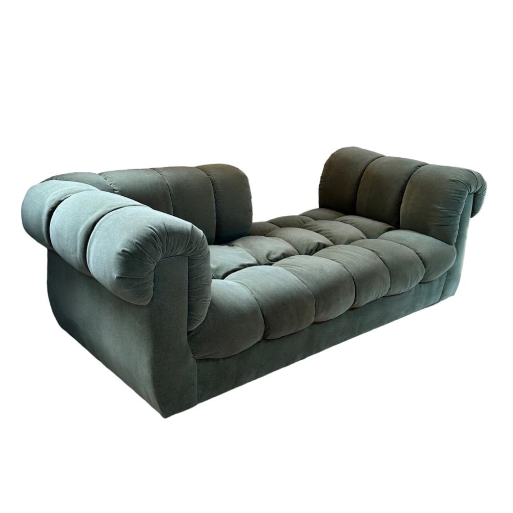 Tufted Upholstered Sofa Chaise by Steve Chase: Newly reupholstered