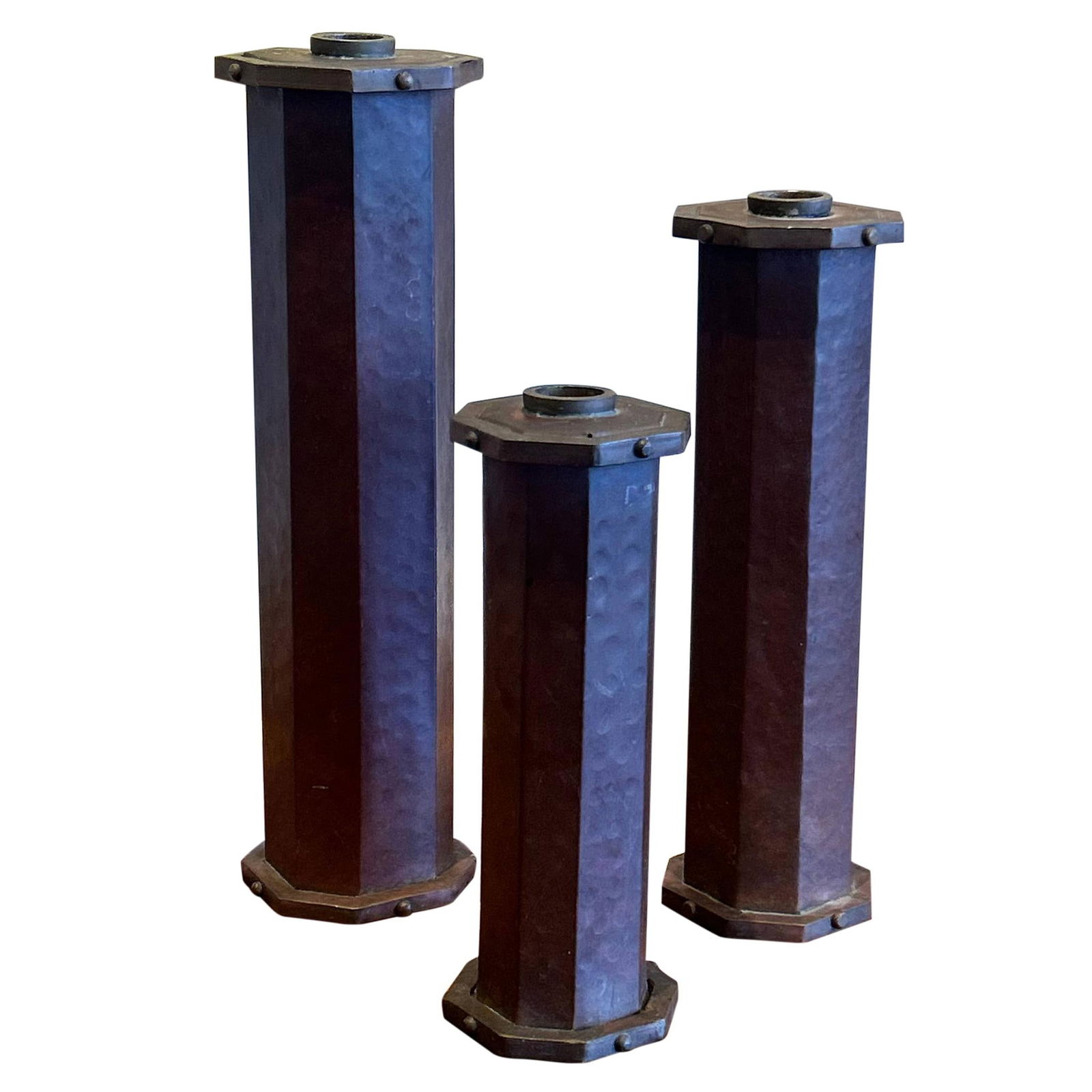 Trio of Copper and Brass Candle Holders (1 of 4)