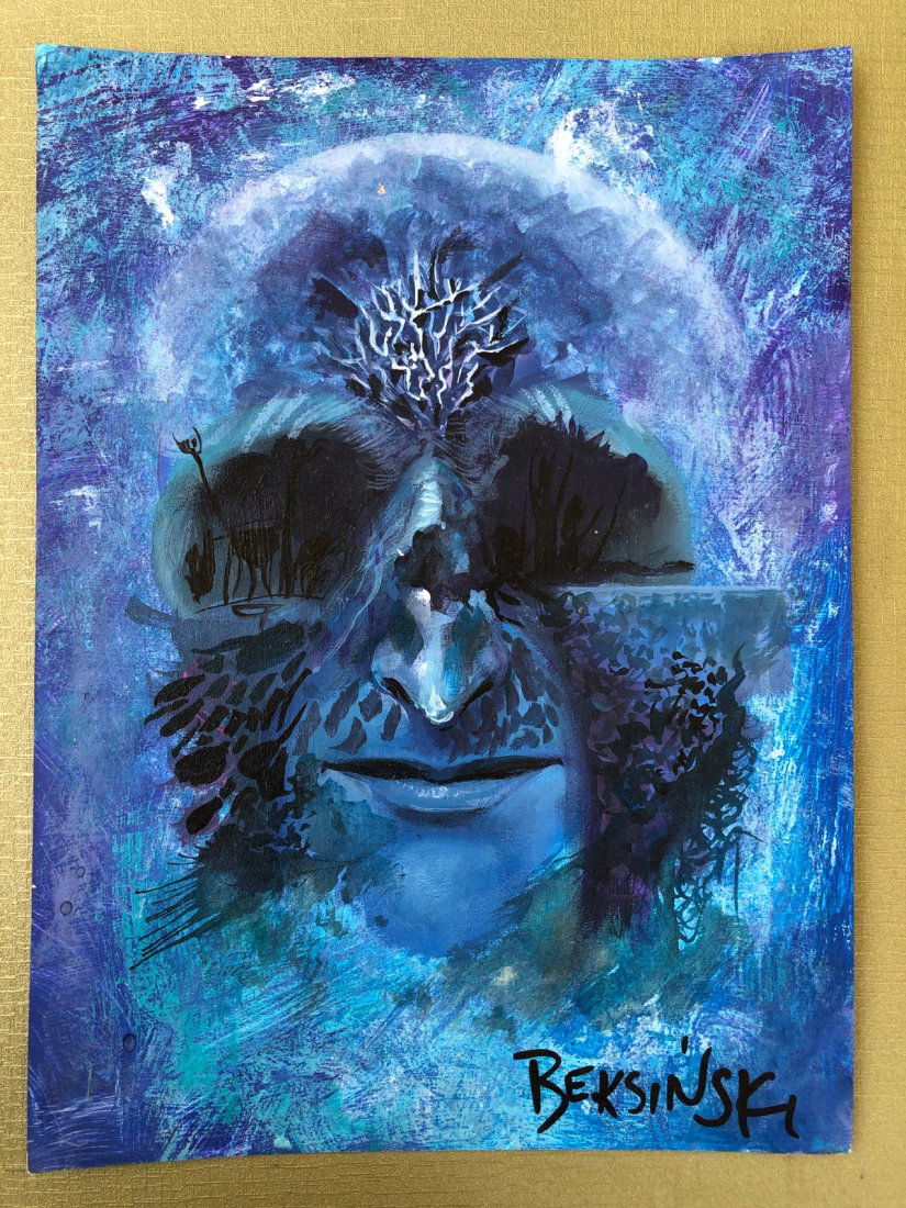 Zdzislaw Beksinski Polish (Mixed Media on Cardboard painting) 21.5cm x 28.5cm in the style of: Zdzislaw Beksinski Polish (Mixed Media on Cardboard painting) 21.5cm x 28.5cm in the style of