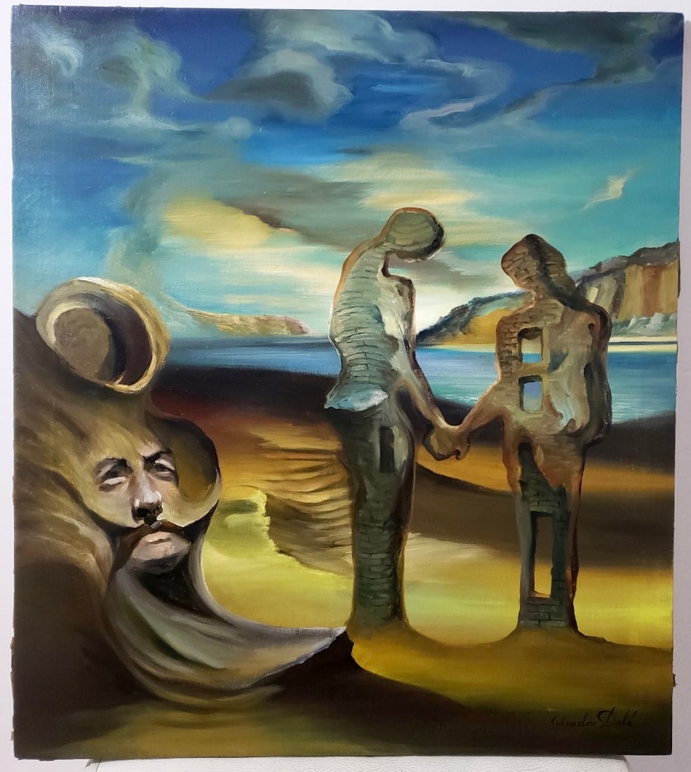 Salvador Dali (Oil on Canvas Painting) 67.5 x 60 Cm in the style of (1 of 5)