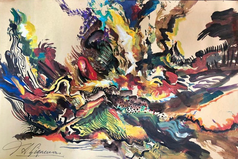 David Alfaro Siqueiros (Watercolor on paper) 12''x18'' In the Style of (1 of 4)