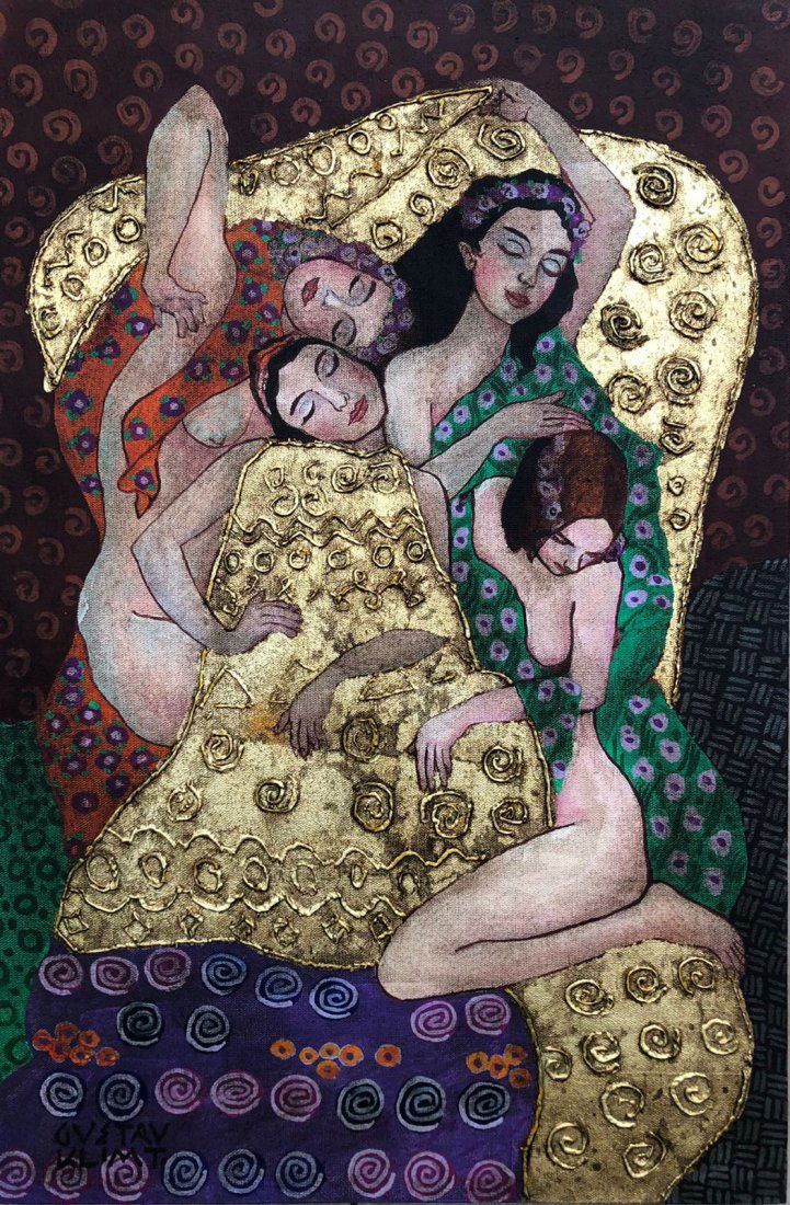 Gustav Klimt (Oil on Canvas Painting) 15.5 x 23.5 Inches In the style of (1 of 8)