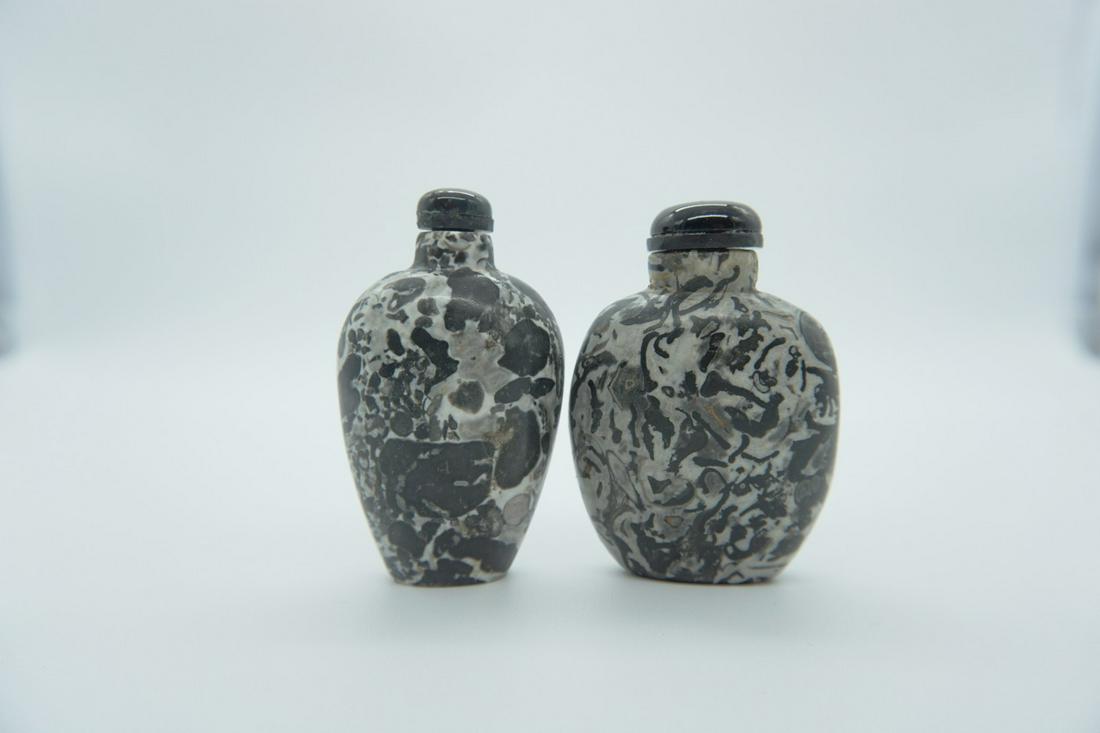 Fossil stone jasper pair snuff bottles (1 of 9)