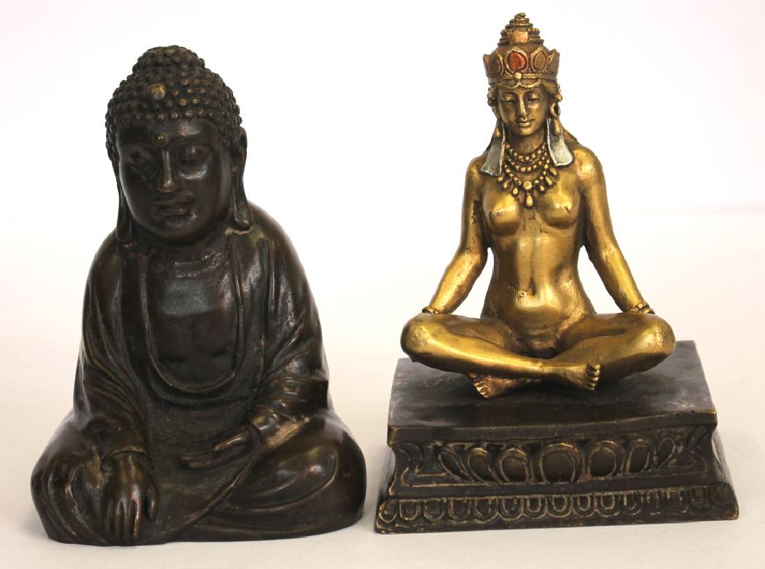 Franz X. Bergman - sgnd Namgreb 19thC bronze figure: Franz X. Bergman (Austrian, 1838-1894)- sgnd Namgreb erotic/naughties Austrian bronze Buddha w a nude hidden - silver, gilded & cold painted embellishments - 5 1/2" tall