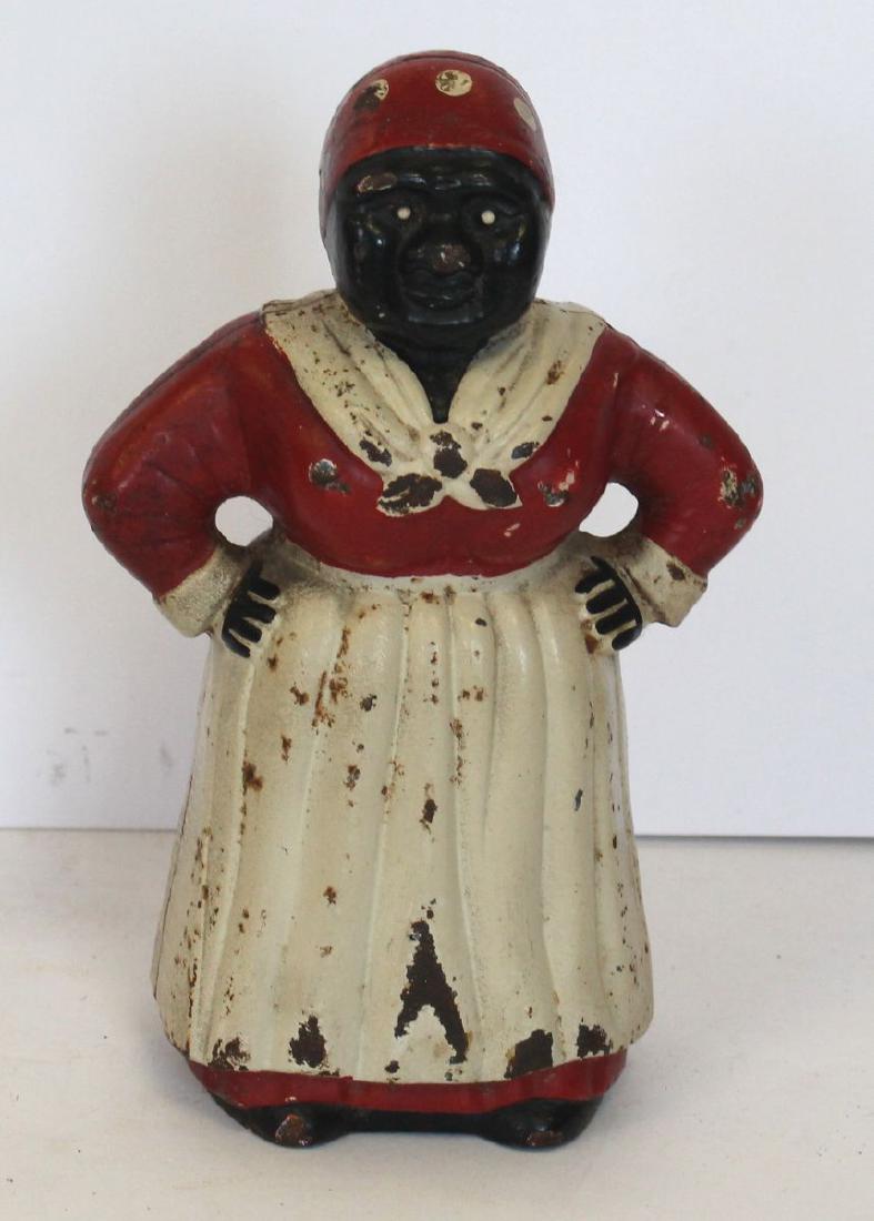 Antique Hubley cast iron "Mammy" still bank in orig: Antique Hubley cast iron "Mammy" still bank in orig paint - 8 1/4" tall