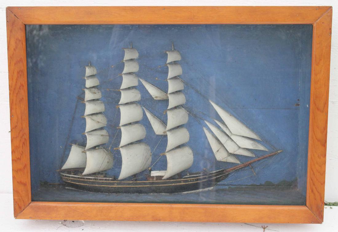 Early 20thC ship diorama - 17"x24 3/4": Early 20thC ship diorama - 17"x24 3/4"