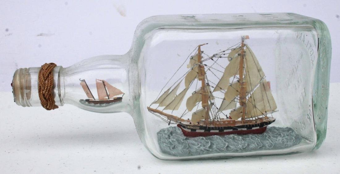 Ship in a bottle - mid 20thC - 8 1/4" bottle: Ship in a bottle - mid 20thC - 8 1/4" bottle