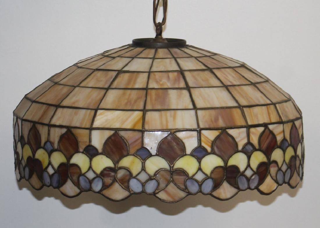 Vintage leaded glass hanging light fixture: Vintage leaded glass hanging light fixture