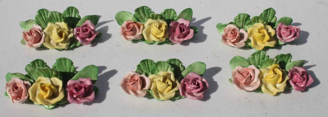 Set of 6 porcelain floral place card holders -: Set of 6 porcelain floral place card holders - Radford's English bone china