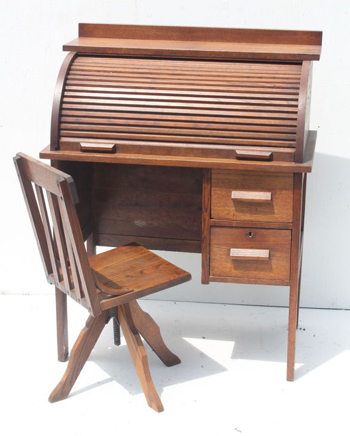 Antique Child S Oak Rolltop Desk With Chair Made By Sep 16 2019 Antique Child S Oak Rolltop Desk With