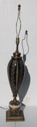 antique brass glass and marble table lamp - 27" tall