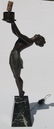 Antique bronze female figural lamp on marble base - 21
