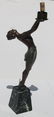 Antique bronze female figural lamp on marble base - 21 - 5