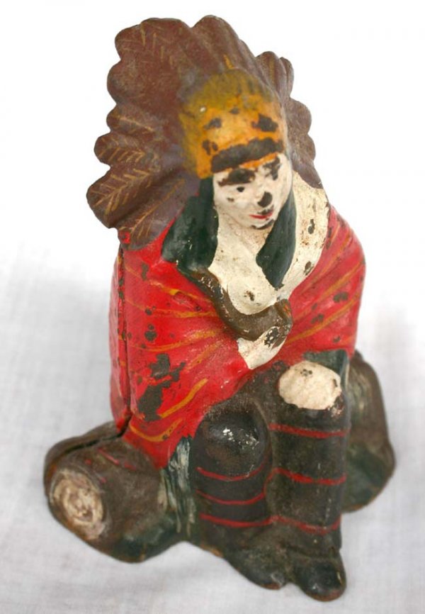 cast iron Indian Chief form still bank - 3 3/4" 