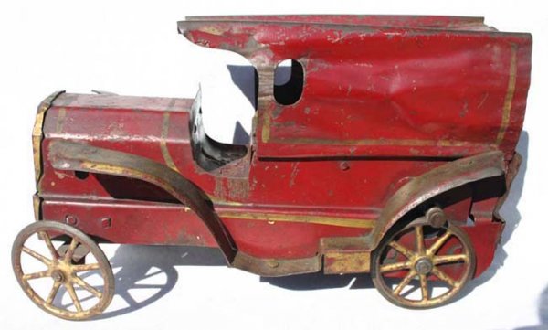 Early weight driven tin delivery truck 11" long