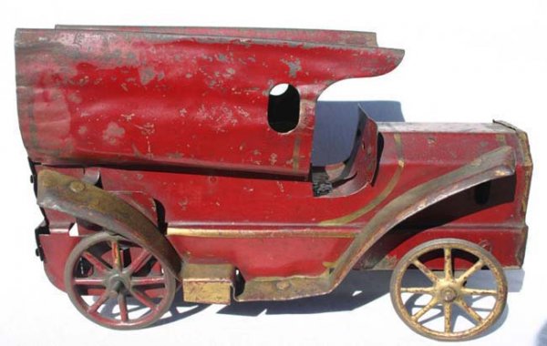 Early weight driven tin delivery truck 11" long - 2