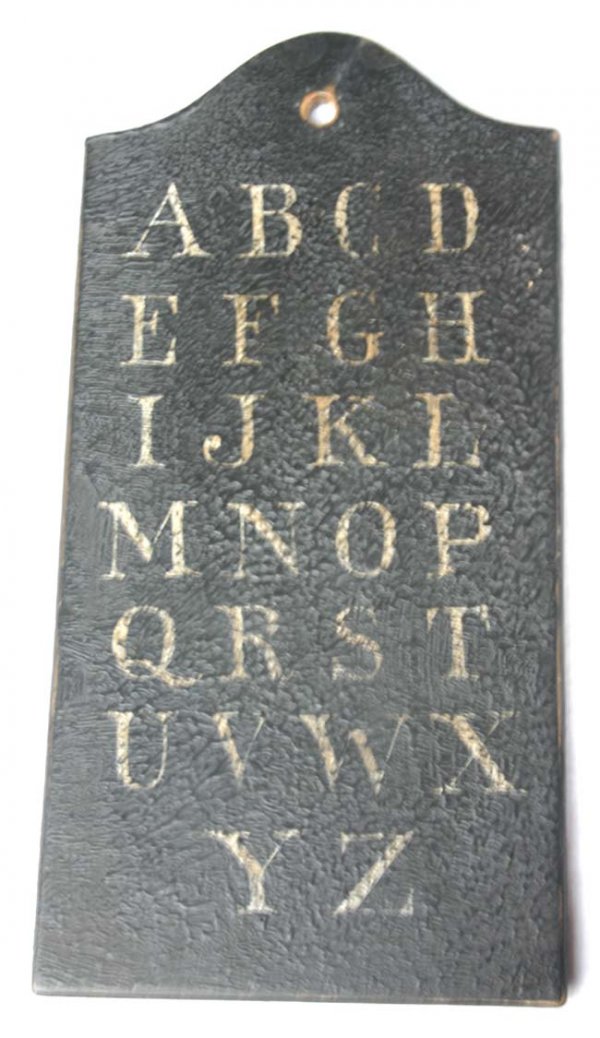 painted wood early 19th C alphabet board - 10 3/
