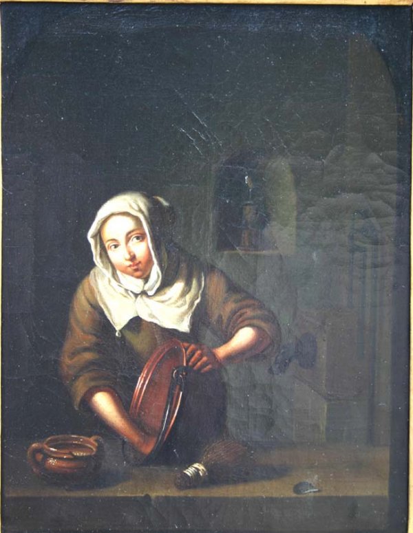 12x9 1/2 o/c in the manner of Caspar Netscher wom - 2
