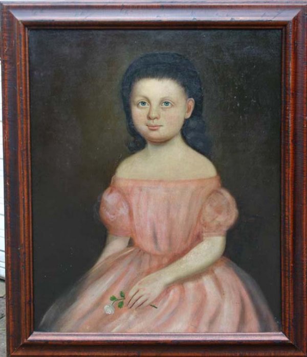 fine American School folk art 30 x 24 1/2 o/c lai
