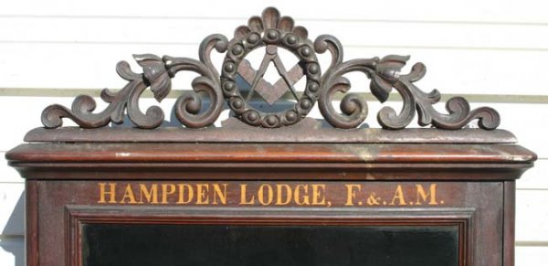 rare 19th C lg carved Masonic Lodge hanging cabin - 2
