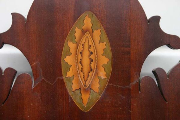 Chippendale mahog 36" mirror w shell & line inlay - 2