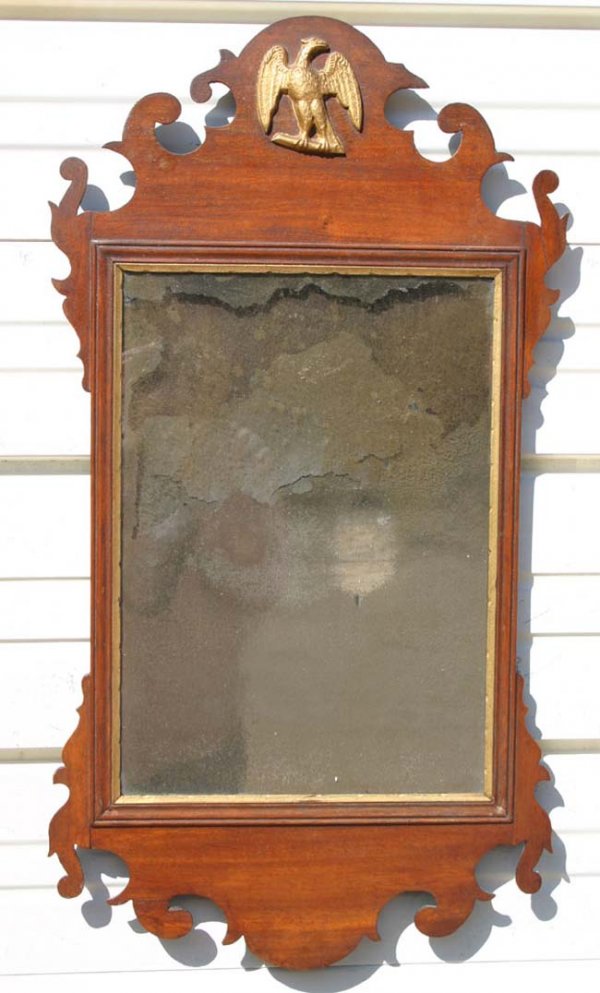 American Chippendale 31" ca 1780 mahog mirror w o