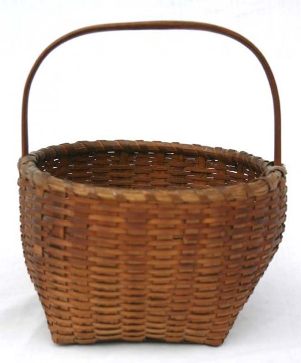 Shaker splint basket w handle 6" diam x 7" to to