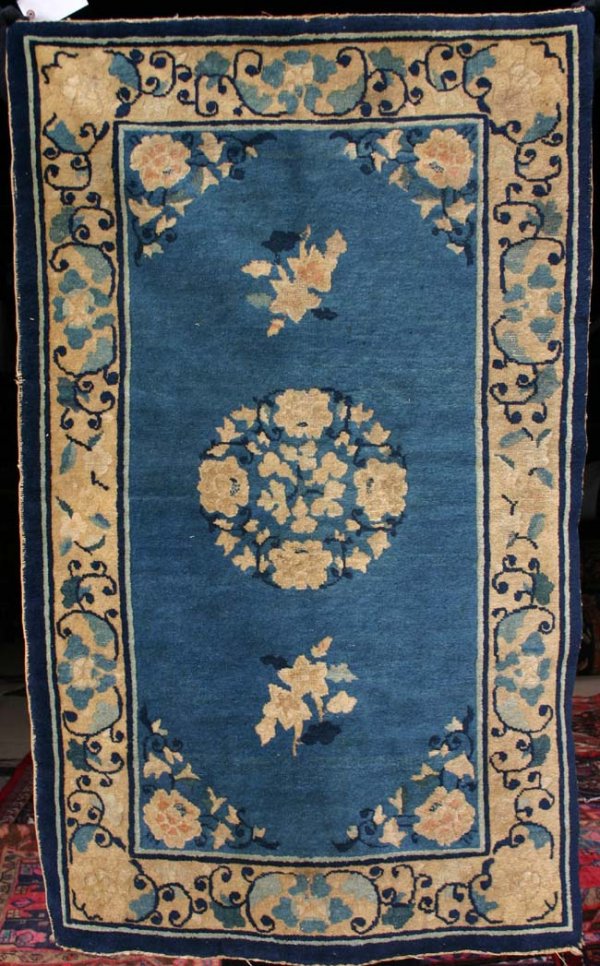 3'x4'11" antique Peking Chinese Oriental Rug ca 1