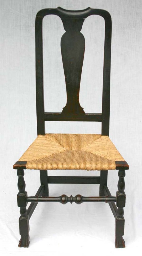QA mid 18th C Spanish ft maple side chair w rush