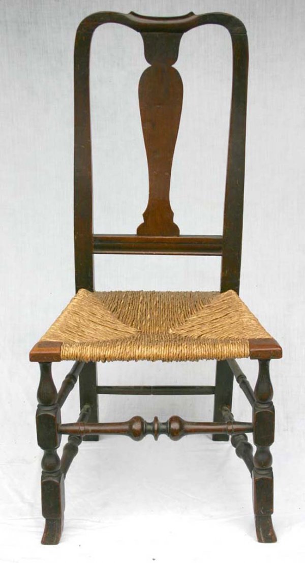 QA mid 18th C Spanish ft maple side chair w rush 
