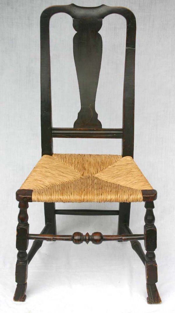 QA mid 18th C Spanish ft maple side chair w rush