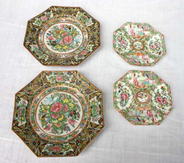 pr of Rose Medallion 5 1/2" octagonal plates & pr