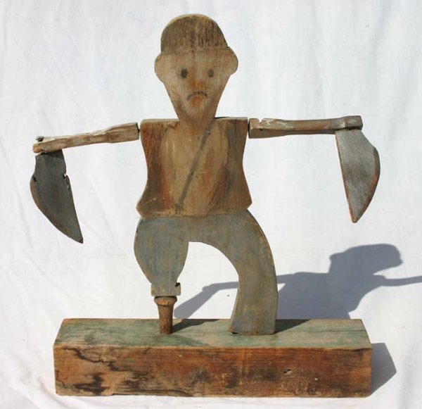 Folk Art peg leg pirate wooden whirligig in orig - 2