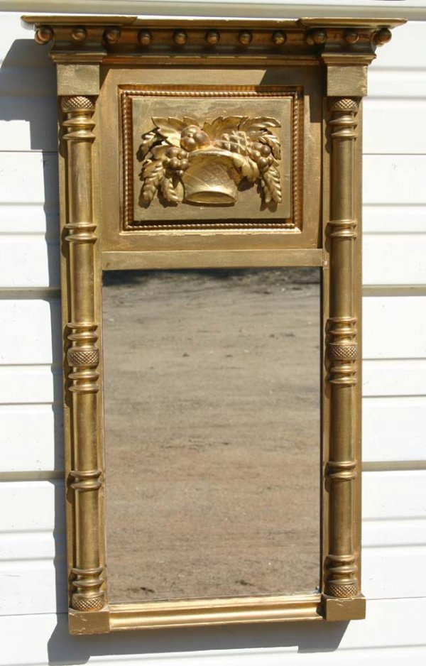period Federal 31" gilt ptd mirror w basket of fr