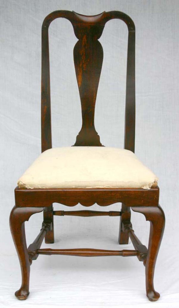 ca 1770 QA Boston maple side chair w scalloped ap