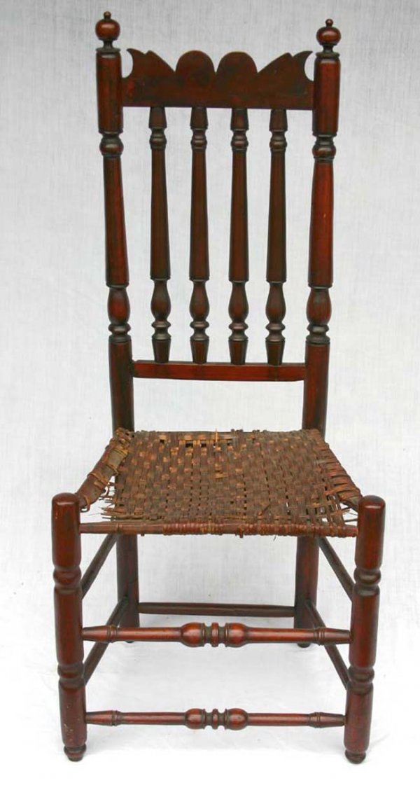 ca 1750 Eastern MA banister back side chair w fis