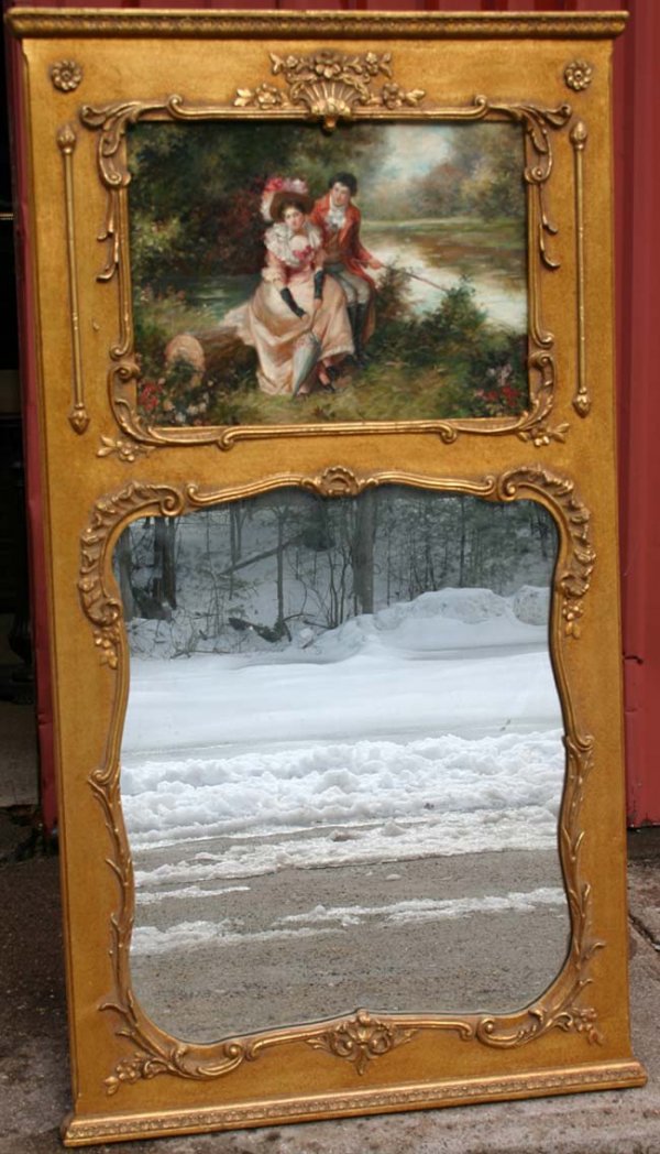 Trumeau mirror 5'5" x 3' with o/c romantic genre 