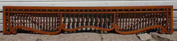 Victorian oak 5' long stick & ball fretwork archi: Victorian oak 5' long stick & ball fretwork architectural panel