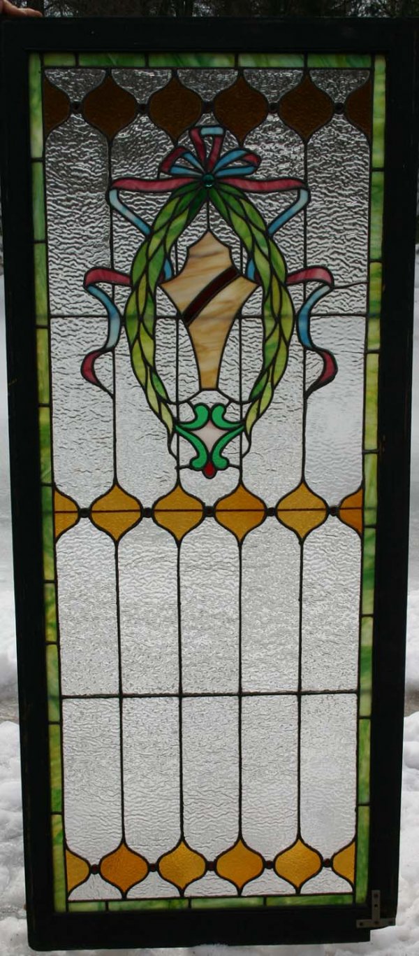 lg 5'7" x 2'4" leaded stained glass window