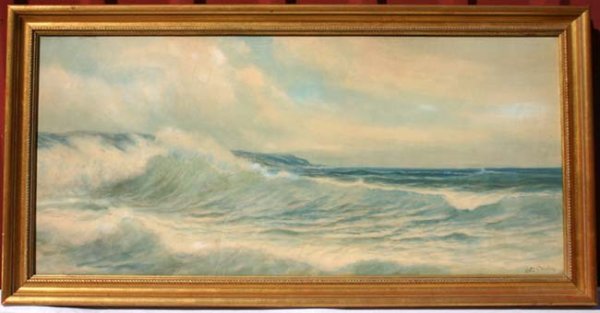 15 1/2 x 34 sight size w/c seascape by Otis S. We