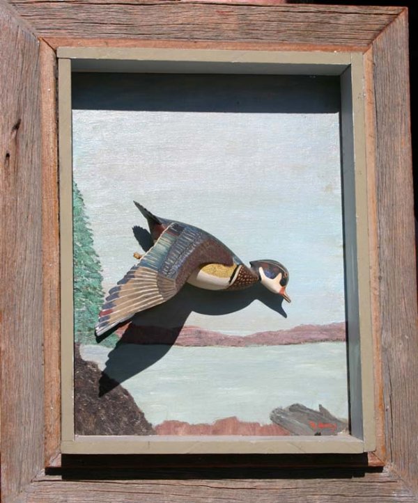 hnd carved duck decoy sgnd A. Ralph Jones ca 193