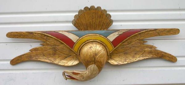 wonderful Carved eagle gilt ptd w red, white & bl